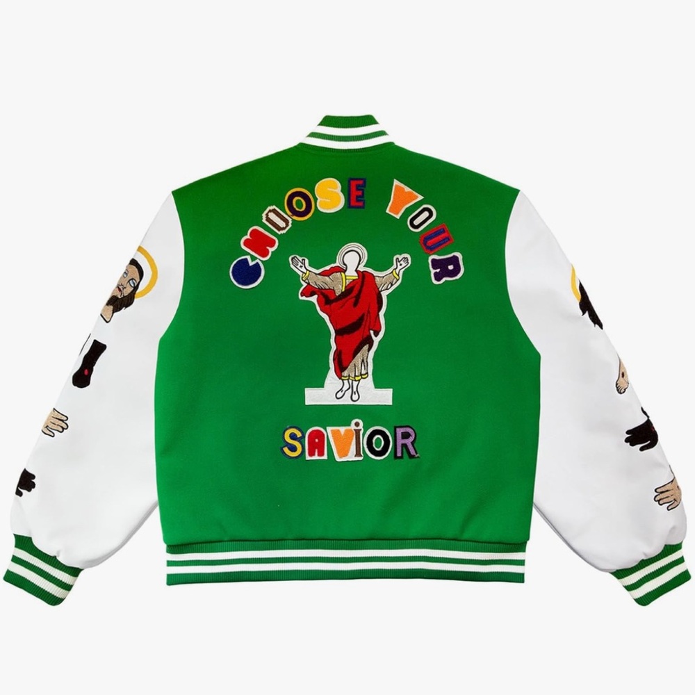 Green Varsity Patch Work Oversized Jacket - image 2